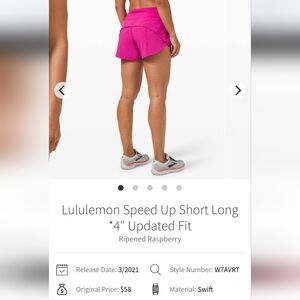 lululemon athletica Women's Speed Up Shorts - Ripened Raspberry Size 8